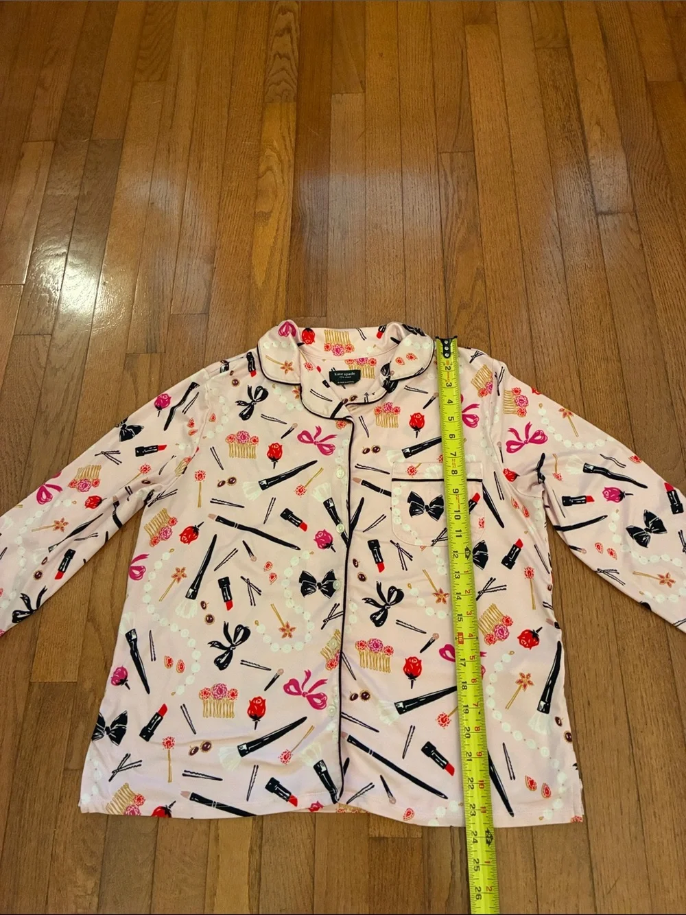 kate spade Pink Beauty-Print Long Sleeve Pajama Set Hair and Makeup 💄